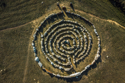 Image showing a circle of rocks on a field